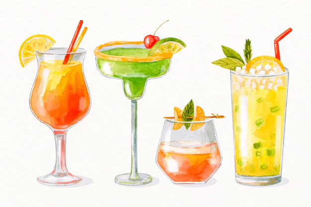 Free Vector | Watercolor cocktail collection