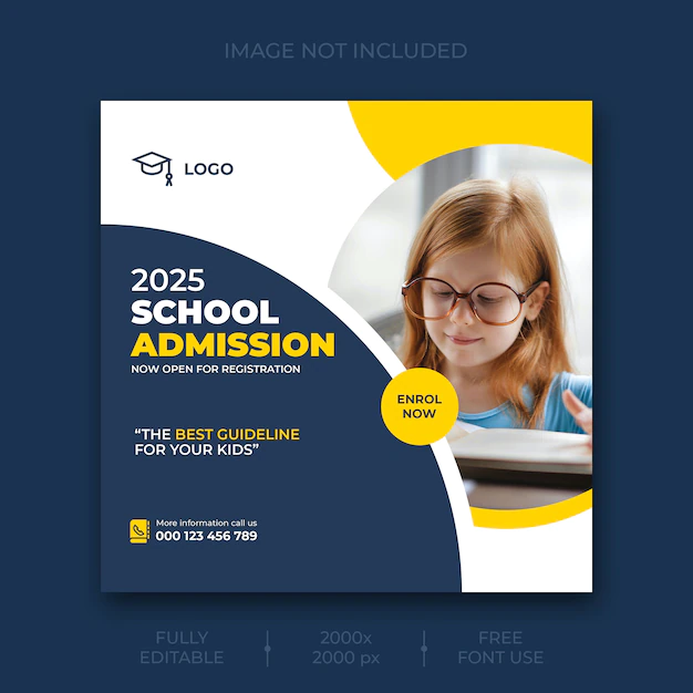 Free PSD | School admission social media post template