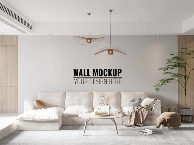 Free PSD | Interior living room wall mockup