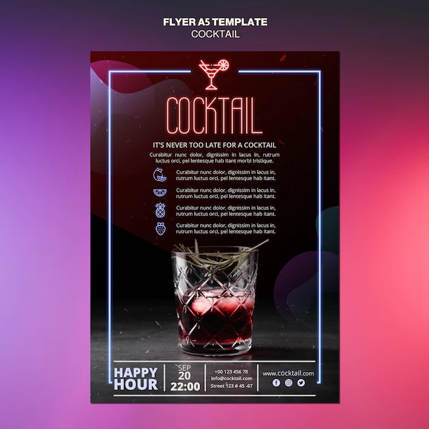 Free PSD | Cocktail concept flyer template