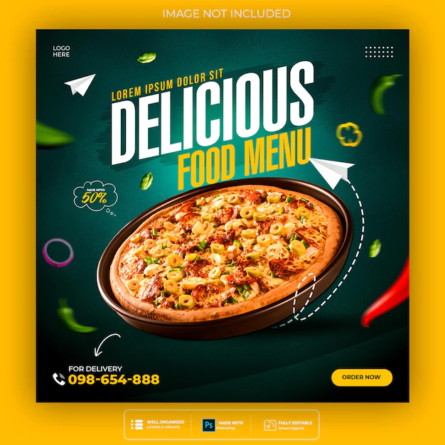 Free PSD | Food social media promotion and instagram banner post design template