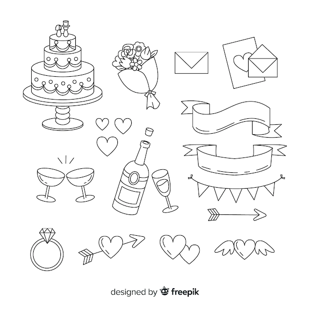 Free Vector | Hand drawn wedding ornament collection