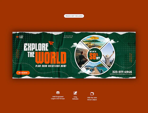 Free PSD | Travel and tourism facebook cover template