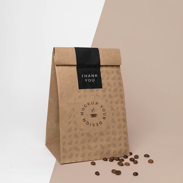 Free PSD | Paper bag with coffee mock up