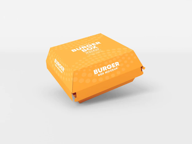 Free PSD | Disposable paper burger box mockup