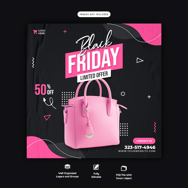 Free PSD | Black friday super sale social media banner template