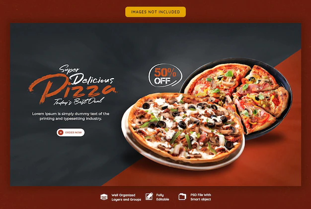 Free PSD | Food menu and delicious pizza web banner template