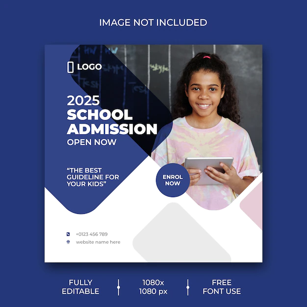 Free PSD | School admission social media post template