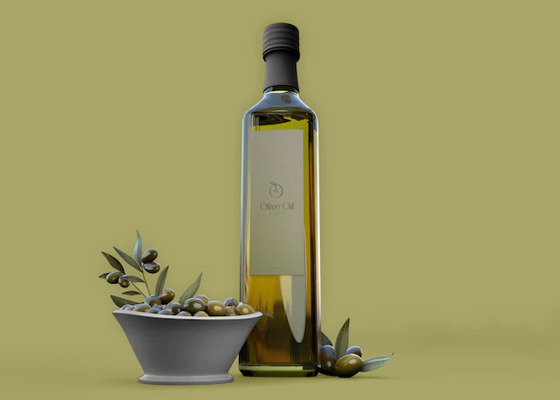 Free PSD | Olive oil bottle mockup
