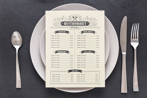 Free PSD | Restaurant menu concept mockup