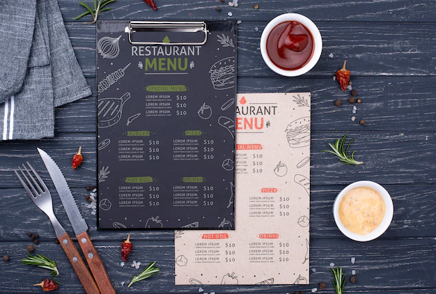 Free PSD | Restaurant menu concept mock-up