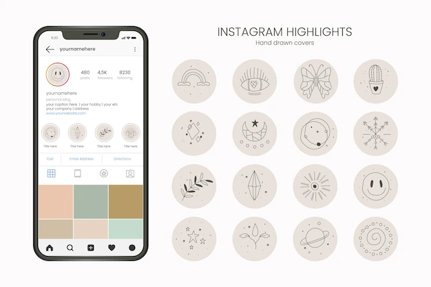 Free Vector | Hand drawn instagram highlights collection