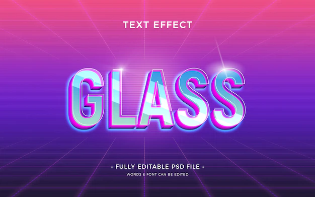 Free PSD | Futuristic glass text effect