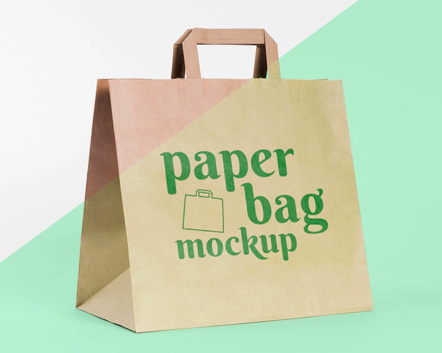 Free PSD | Paper bag concept with mock-up