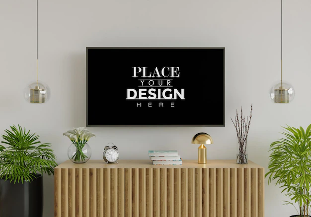 Free PSD | Tv in living room mockup