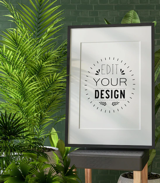 Free PSD | Poster frame in living room  mockup