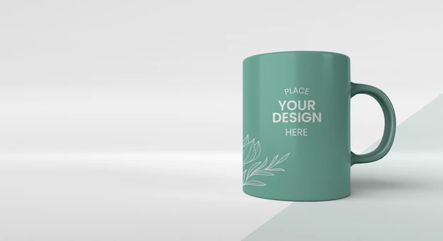 Free PSD | Minimal coffee mug arrangement with copy space