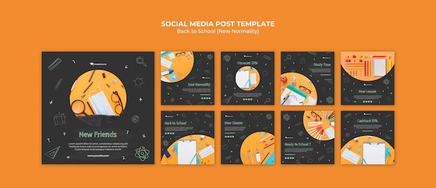 Free PSD | Back to school social media posts