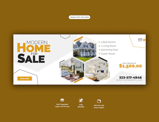 Free PSD | Real estate house property facebook cover banner template