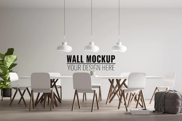 Free PSD | Interior modern office meeting room wall mockup