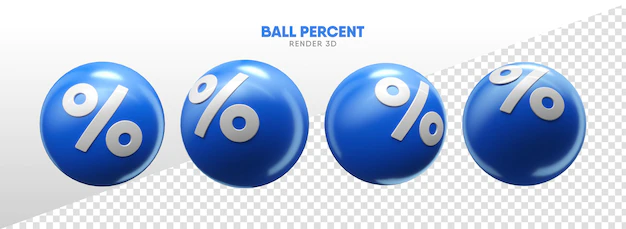 Free PSD | Balls with percent icons in realistic 3d render