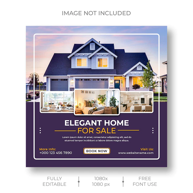 Free PSD | Real estate social media instagram post and banner template