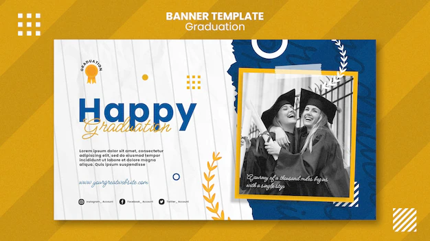 Free PSD | Flat design graduation banner template