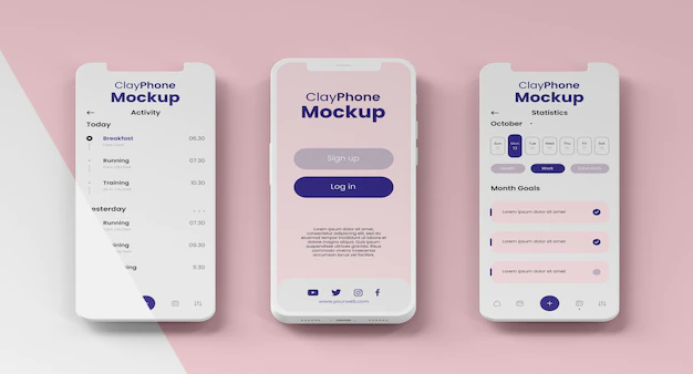 Free PSD | App interface mock-up on phone screen