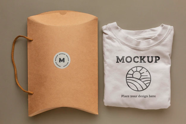 Free PSD | Ecological tshirt packaging mockup