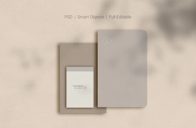 Free PSD | Set of corporate stationery branding mockup top view