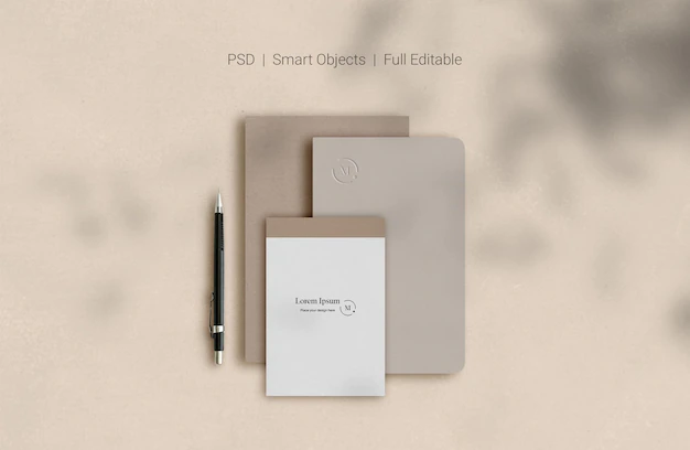 Free PSD | Set of corporate stationery branding mockup top view