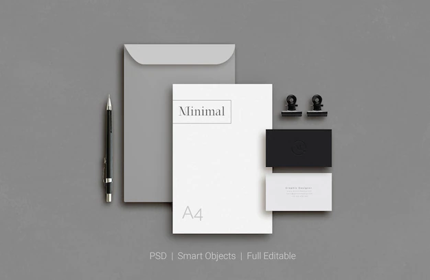 Free PSD | Set of corporate stationery branding mockup top view