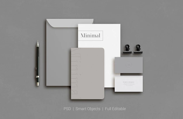 Free PSD | Set of corporate stationery branding mockup top view