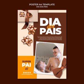 Free PSD | Dia dos pais celebration vertical poster template