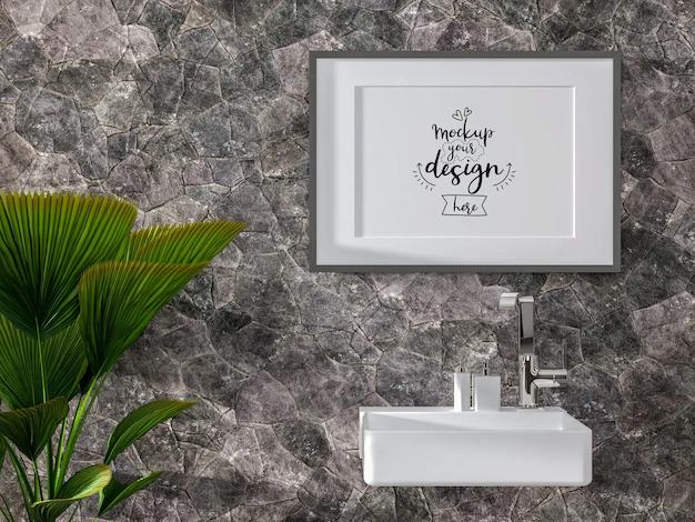 Free PSD | Poster frame mockup interior in a bathroom