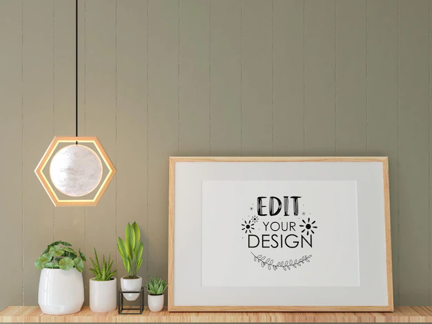 Free PSD | 3d illustration mockup photo frame in living room rendering