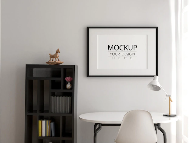 Free PSD | 3d illustration mockup photo frame in living room rendering