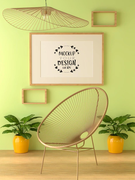 Free PSD | 3d illustration mockup photo frame in living room rendering