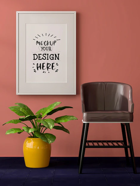 Free PSD | 3d illustration mockup photo frame in living room rendering