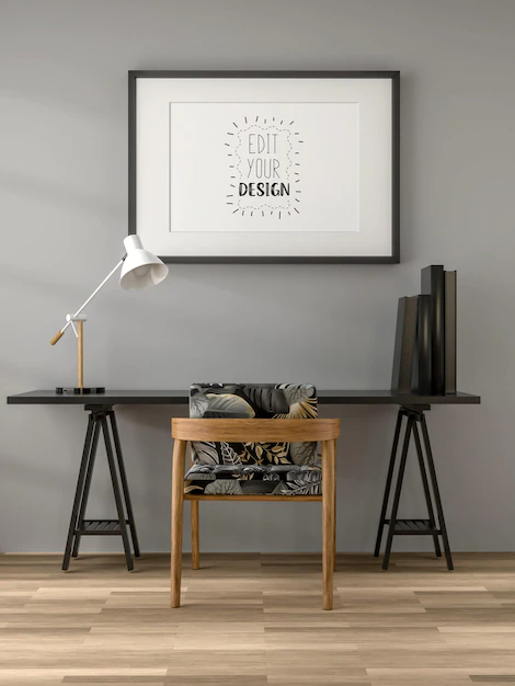 Free PSD | 3d illustration mockup photo frame in living room rendering