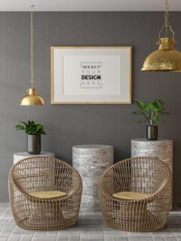 Free PSD | 3d illustration mockup photo frame in living room rendering