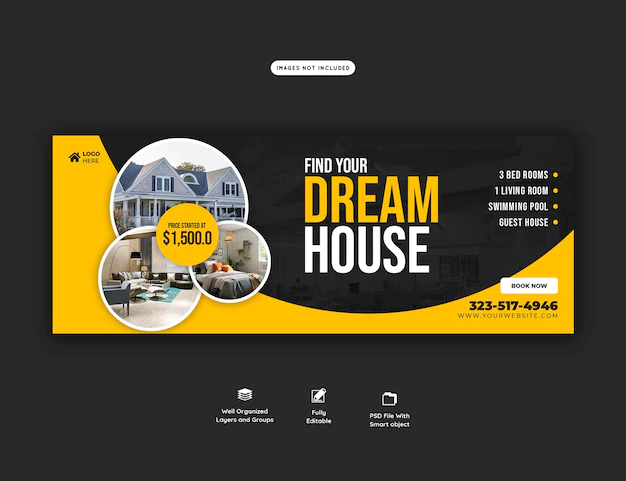 Free PSD | Real estate house property facebook cover banner template