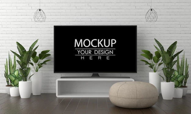 Free PSD | Tv in living room mockup