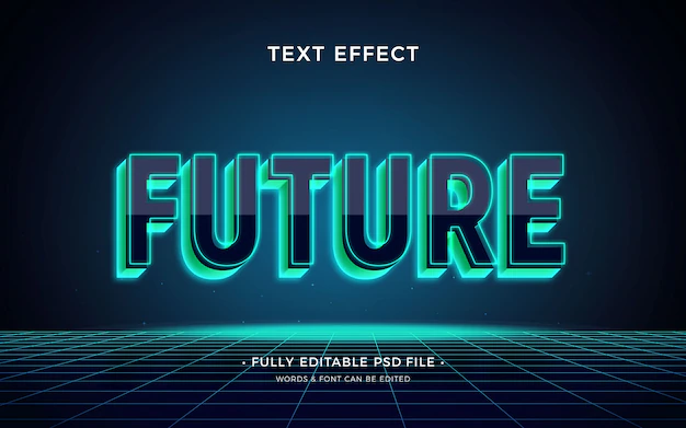 Free PSD | Futuristic glass text effect