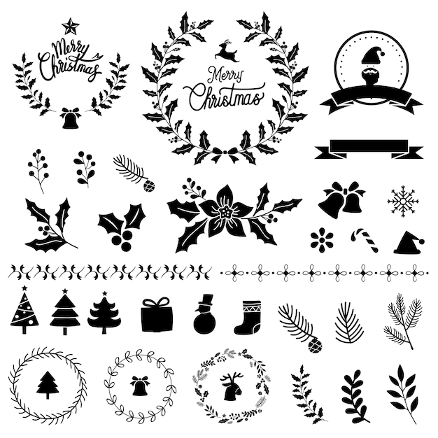 Free Vector | Set of christmas design elements vector