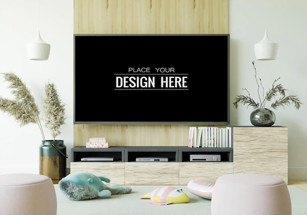 Free PSD | Tv in living room mockup