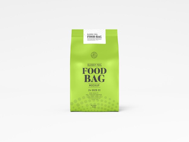 Free PSD | Glossy foil food bag packaging mockup