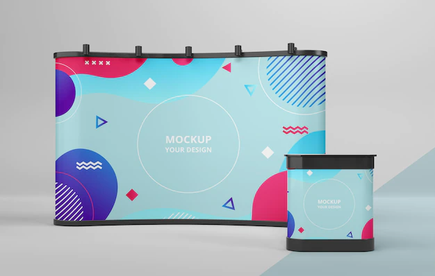 Free PSD | Exhibition stand mock-up composition