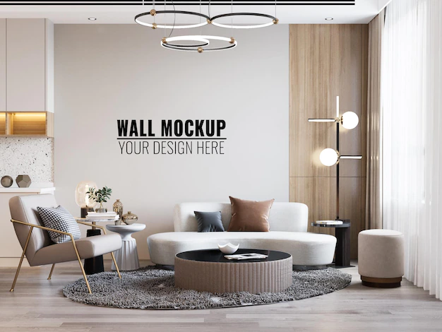 Free PSD | Interior living room wall mockup