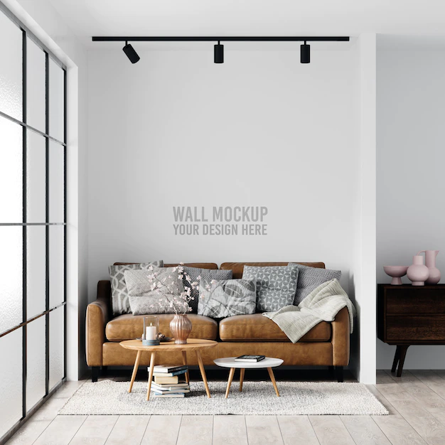 Free PSD | Interior living room wall mockup